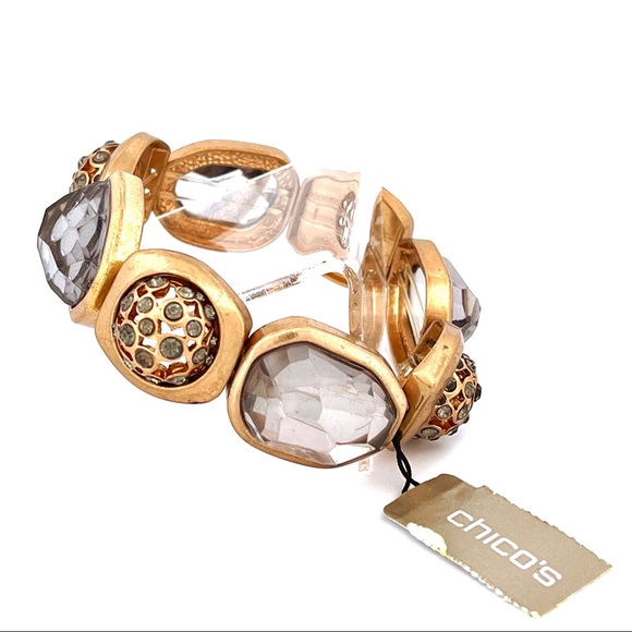 Chico's Jewelry - Chico’s Gold Toned Chunky Jeweled Stretch Bracelet